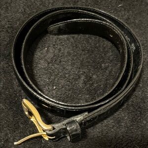 Sleek Leegin Black Leather Belt with Gold Buckle